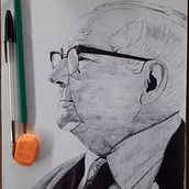 Meu projeto do curso: Retrato realista com caneta- Joseph Fielding Smith. Realistic Drawing project by Paulo Nunes - 06.23.2022