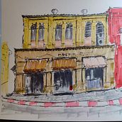 Coffee Station - Old Phuket Town, Thailand. Sketching, Drawing, Architectural Illustration, Sketchbook & Ink Illustration project by Kostya Bab - 06.26.2022
