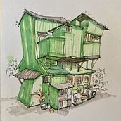 Project for course: Expressive Architectural Sketching with Colored Markers (997 drawings to go...;-)). Sketching, Drawing, Architectural Illustration, Sketchbook & Ink Illustration project by Tom Itterbeek - 06.27.2022