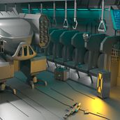 Mi proyecto del escenario una bodega de carga en Aeronave de transporte militar-FUTURISTA. 3D, 3D Modeling, and 3D Design project by Sergio Guerrero Sánchez - 06.24.2022