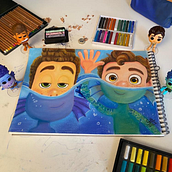 Alberto y Luca tiza pastel. Fine Arts, and Painting project by Gabriela Beltran Villalba - 05.11.2022