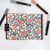 My project for course: Botanical Patterns in a Sketchbook: Conquer the Blank Page. Traditional illustration, Pattern Design, Botanical Illustration, and Sketchbook project by Siti Farahin Sh Mohd Nasir - 06.29.2022