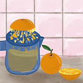 Suco de laranja. Traditional illustration project by Paula Nunes Cordeiro - 06.29.2022