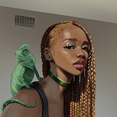 Chameleon girl . Een project van Traditionele illustratie y  Portrettekening van Nyasha Justin Mutasa - 30.06.2022