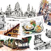 My project for course: Watercolor Travel Journal. Traditional illustration, Watercolor Painting, Architectural Illustration, and Sketchbook project by Priyanka Kanhare - 07.01.2022