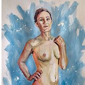 My Human Figure in Watercolor Ein Projekt aus dem Bereich Traditionelle Illustration, Bildende Künste, Malerei, Aquarellmalerei, Realistische Zeichnung und Anatomische Zeichnung von Fiona Lehman - 02.07.2022
