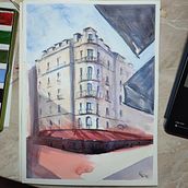My project for course: Architectural Sketching with Watercolor and Ink. Sketching, Drawing, Watercolor Painting, Architectural Illustration, Sketchbook & Ink Illustration project by Luka Bohmova - 07.01.2022