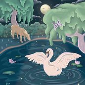 Whimsical Swan Lake Scene . Ilustrație tradițională, Ilustrație digitală & Ilustrație naturalistă de Stephany Collins - 07.05.2022