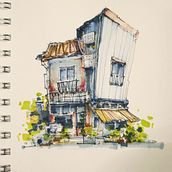 My project for course: Expressive Architectural Sketching with Colored Markers. Un progetto di Bozzetti, Disegno, Illustrazione architettonica, Sketchbook e Illustrazione con inchiostro di Lê Trường - 05.07.2022