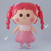 Creación de personajes kawaii en 3D con Blender: Fresita. Traditional illustration, Character Design, Digital Illustration, 3D Modeling, and Manga project by Sara Pérez Monroy - 07.05.2022