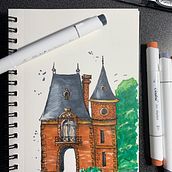 My project for course: Expressive Architectural Sketching with Colored Markers. Sketching, Drawing, Architectural Illustration, Sketchbook & Ink Illustration project by Kris Kowalewski - 07.05.2022