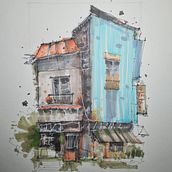 My project for course: Expressive Architectural Sketching with Colored Markers. Sketching, Drawing, Architectural Illustration, Sketchbook & Ink Illustration project by Tarique Katuntu - 07.06.2022