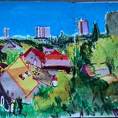 Mon projet du cours : Esquisses urbaines modernes avec des techniques mixtes. Traditional illustration, Painting, Architectural Illustration & Ink Illustration project by Véronique Mailliet - 07.08.2022