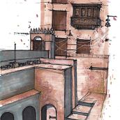 My project for course: Expressive Architectural Sketching with Colored Markers. Sketching, Drawing, Architectural Illustration, Sketchbook & Ink Illustration project by Younes Alkhallaqi - 07.09.2022