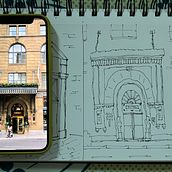My project for course: Expressive Architectural Sketching with Colored Markers. Sketching, Drawing, Architectural Illustration, Sketchbook & Ink Illustration project by mmarolia - 07.11.2022