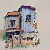 Mijn project van de cursus: Creëer expressieve architecturale schetsen met kleurstiften. Projekt z dziedziny Sketching,  R, sunek,  R, sunek architektoniczn, Sketchbook,  R i sunek atramentem użytkownika Willie de Swart - 11.07.2022