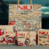 PACKAGING NIUSUSHI. Traditional illustration, Br, ing, Identit, Accessor, Design, Character Design, Packaging, Vector Illustration, Children's Illustration, and Animated Illustration project by Jose Carcavilla - 12.15.2021