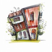 My project for course: Expressive Architectural Sketching with Colored Markers. Sketching, Drawing, Architectural Illustration, Sketchbook & Ink Illustration project by olga_rom_workshop - 07.14.2022