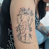 Meu projeto do curso: Técnicas de tatuagem blackwork com fine line - elefante fine line. Tattoo Design project by amira.fnader - 07.15.2022
