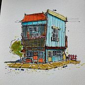 Sketch maison premier essai. Traditional illustration project by rejeanlegault - 07.16.2022
