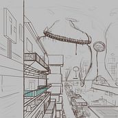 Primera practica de perspectiva en edificios y decoración de estos. Projekt z dziedziny Concept art, R, sunek c i frow użytkownika Keren López García - 01.05.2021