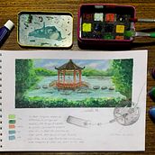 Mi proyecto del curso: Cuaderno de viaje en acuarela Ein Projekt aus dem Bereich Traditionelle Illustration, Aquarellmalerei, Architektonische Illustration und Sketchbook von Luciana Briceño Neira - 16.07.2022