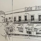 Sala Beckett Barcelona. Un proyecto de Ilustración tradicional, Bocetado, Creatividad, Dibujo, Sketchbook y Pintura a la acuarela de Marta Bendicho - 18.07.2022