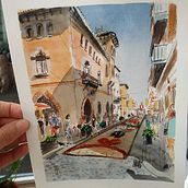 Mi proyecto del curso: Representación arquitectónica en acuarela. Un proyecto de Ilustración tradicional, Bocetado, Dibujo, Pintura a la acuarela, Ilustración arquitectónica y Sketchbook de Carme Farrerons - 18.07.2022