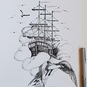 My project for course: Surrealistic Fineliner Illustration. Ilustração tradicional, Desenho a lápis, Desenho, Desenho realista, Desenho artístico e Ilustração com tinta projeto de Sabina Čanić - 19.07.2022
