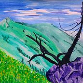 Paisaje en acrílico. Traditional illustration, Painting, Acr, lic Painting, and Sketchbook project by chiquitin - 07.17.2022