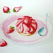 Mon projet du cours :  Illustration culinaire savoureuse à l'aquarelle. Traditional illustration, Fine Arts, Painting, and Watercolor Painting project by Brigitte Laffont - 07.19.2022