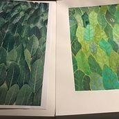 Watercolour leaves picture, two types. Traditional illustration project by Melanie See - 07.27.2022