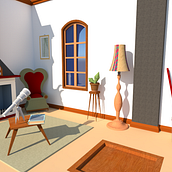 Interior design for a story. Traditional illustration, Game Design, Digital Illustration, 3D Modeling, Concept Art, Children's Illustration, 3D Design, Digital Design, and Sketchbook project by Gabriel Matteucci - 08.14.2022