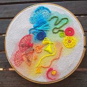 Il mio progetto del corso: Tecniche di base di ricamo e acquerello. Painting, Watercolor Painting, Embroider, and Textile Design project by Silvana Geronimi - 07.28.2022