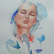 Il mio progetto del corso: Ritratto illustrato ad acquerello. Un proyecto de Ilustración tradicional, Bellas Artes, Pintura, Dibujo, Pintura a la acuarela, Dibujo de Retrato y Dibujo artístico de Athena - 30.07.2022