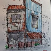 Projet final mais en Aquarelle . Sketching, Drawing, Architectural Illustration, Sketchbook & Ink Illustration project by Timoté Vidaud - 07.30.2022