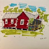 My project for course: Expressive Architectural Sketching with Colored Markers. Sketching, Drawing, Architectural Illustration, Sketchbook & Ink Illustration project by Melanie Benedict - 07.31.2022
