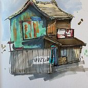 Mon projet du cours : Esquisses d'architecture expressives aux feutres de couleur. Sketching, Drawing, Architectural Illustration, Sketchbook & Ink Illustration project by genpetitclerc - 07.28.2022