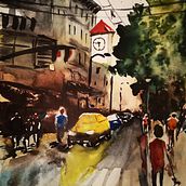 Mon projet du cours : Paysages urbains à l’aquarelle. Fine Arts, Watercolor Painting, and Architectural Illustration project by Desislava Boschet - 08.01.2022