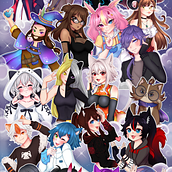 Collage Vtubers. Traditional illustration project by lamb_art - 08.03.2022