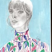 Mi proyecto del curso: Retrato con lápiz, técnicas de color y Photoshop. Un projet de Illustration traditionnelle, Beaux Arts, Dessin au cra, on, Dessin, Illustration numérique , et Dessin de portrait de Nelida Alicia Rey - 01.08.2022