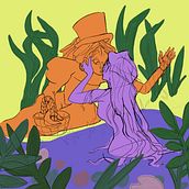 fanart sorprise kiss from mermei. Un proyecto de Ilustración tradicional de Daniela Escribano - 05.08.2022
