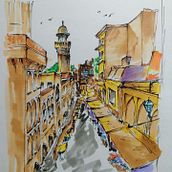 My project for course: Expressive Architectural Sketching with Colored Markers. Sketching, Drawing, Architectural Illustration, Sketchbook & Ink Illustration project by Hassan - 08.05.2022