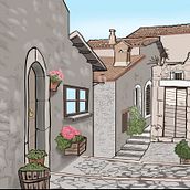 BORGO ITALIANO. Ilustração tradicional projeto de Sonia Mazza - 05.08.2022