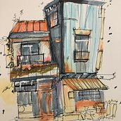 My project for course: Expressive Architectural Sketching with Colored Markers. Esboçado, Desenho, Ilustração arquitetônica, Sketchbook e Ilustração com tinta projeto de Dina Soliman - 05.08.2022