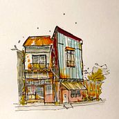 Mi proyecto del curso: Dibujo arquitectónico expresivo con marcadores de colores. Un proyecto de Bocetado, Dibujo, Ilustración arquitectónica, Sketchbook e Ilustración con tinta de Ernesto Torres - 05.08.2022