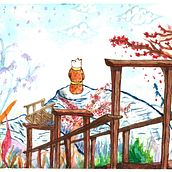 Mi proyecto del curso: Ilustración en acuarela con influencia japonesa. Traditional illustration, Drawing, and Watercolor Painting project by Émerson Alarcón - 08.06.2022