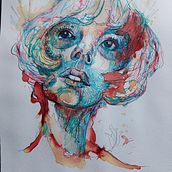 Mon projet du cours : Portrait expérimental à l'encre, à l'alcool et au thé. Fine Arts, Painting, Drawing & Ink Illustration project by dotsib56 - 08.06.2022