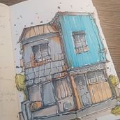 Casinha finepen e marcadores. Sketching, Drawing, Architectural Illustration, Sketchbook & Ink Illustration project by elzadomingos - 08.07.2022