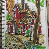 House in Norway. Traditional illustration project by beckyg - 08.07.2022